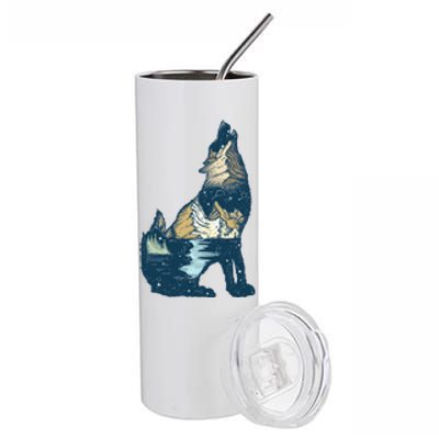 Night Wolf Wilderness Stainless Steel Tumbler