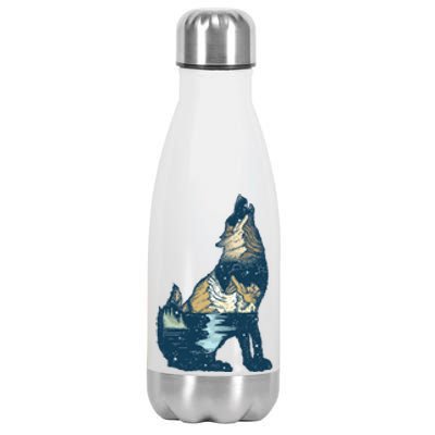 Night Wolf Wilderness Stainless Steel Insulated Water Bottle