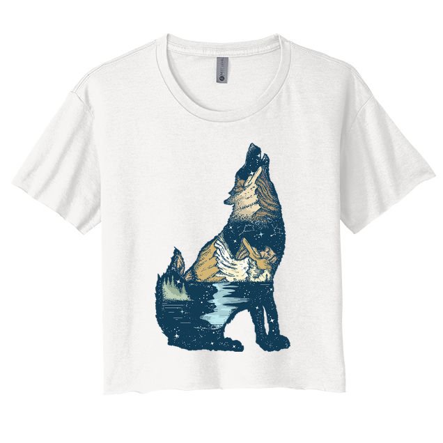 Night Wolf Wilderness Crop Top