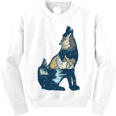 Night Wolf Wilderness Kids Sweatshirt