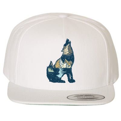 Night Wolf Wilderness Wool Snapback Cap