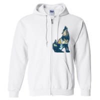 Night Wolf Wilderness Full Zip Hoodie