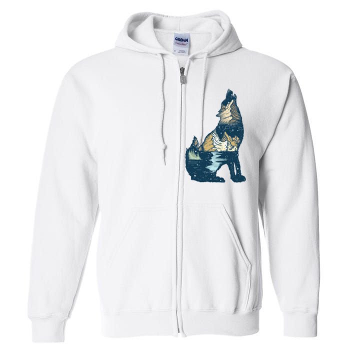 Night Wolf Wilderness Full Zip Hoodie