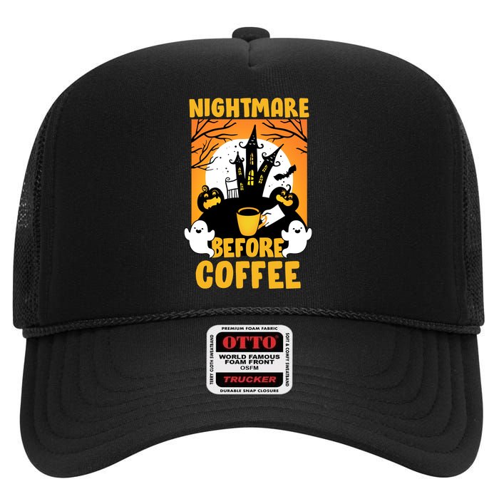 Nightmare Before Coffee High Crown Mesh Back Trucker Hat