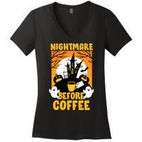 Nightmare Before Coffee Women's V-Neck T-Shirt