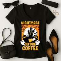 Nightmare Before Coffee Women's V-Neck T-Shirt