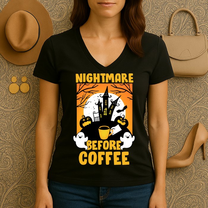 Nightmare Before Coffee Women's V-Neck T-Shirt