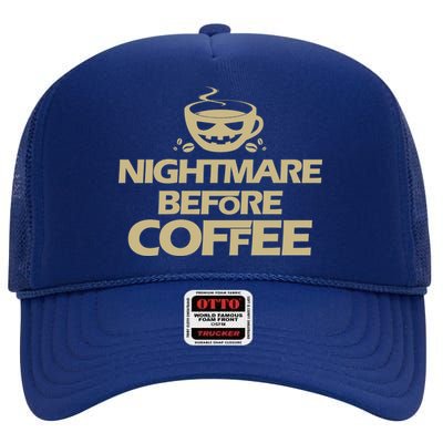 Nightmare Before Coffee Halloween High Crown Mesh Back Trucker Hat