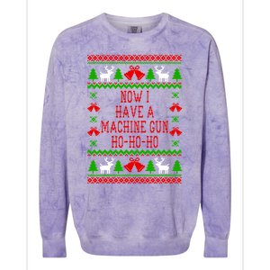 Now I Have A Machine Gun Ho Ho Ho Die Hard Quote Ugly Christmas Sweater Colorblast Crewneck Sweatshirt