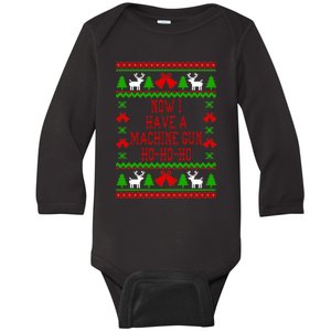 Now I Have A Machine Gun Ho Ho Ho Die Hard Quote Ugly Christmas Sweater Baby Long Sleeve Bodysuit