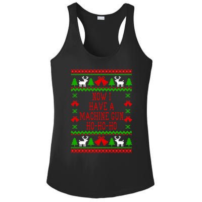 Now I Have A Machine Gun Ho Ho Ho Die Hard Quote Ugly Christmas Sweater Ladies PosiCharge Competitor Racerback Tank