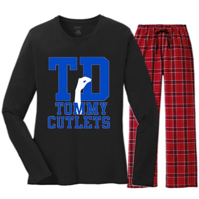 Ny Italian Hand Gesture Tommy Cutlets Football Women's Long Sleeve Flannel Pajama Set 