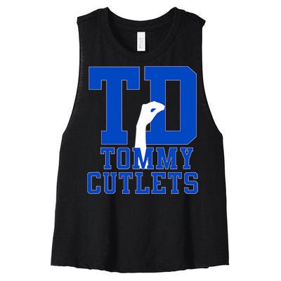 Ny Italian Hand Gesture Tommy Cutlets Football Women's Racerback Cropped Tank