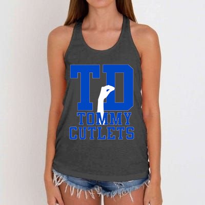 Ny Italian Hand Gesture Tommy Cutlets Football Women's Knotted Racerback Tank