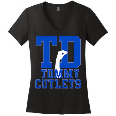 Ny Italian Hand Gesture Tommy Cutlets Football Women's V-Neck T-Shirt