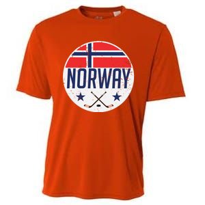 Norway Ice Hockey Flag Jersey Supporter Nordic Fan Gift Cool Gift Cooling Performance Crew T-Shirt