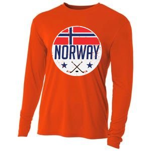 Norway Ice Hockey Flag Jersey Supporter Nordic Fan Gift Cool Gift Cooling Performance Long Sleeve Crew