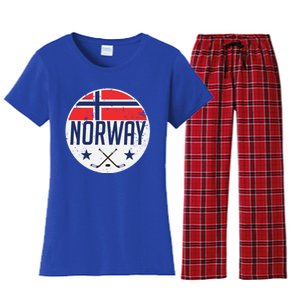 Norway Ice Hockey Flag Jersey Supporter Nordic Fan Gift Cool Gift Women's Flannel Pajama Set