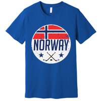 Norway Ice Hockey Flag Jersey Supporter Nordic Fan Gift Cool Gift Premium T-Shirt