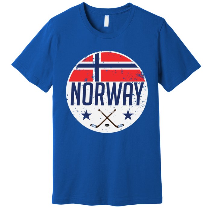 Norway Ice Hockey Flag Jersey Supporter Nordic Fan Gift Cool Gift Premium T-Shirt