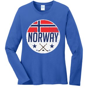 Norway Ice Hockey Flag Jersey Supporter Nordic Fan Gift Cool Gift Ladies Long Sleeve Shirt