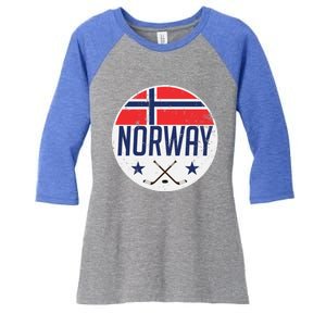 Norway Ice Hockey Flag Jersey Supporter Nordic Fan Gift Cool Gift Women's Tri-Blend 3/4-Sleeve Raglan Shirt