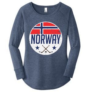 Norway Ice Hockey Flag Jersey Supporter Nordic Fan Gift Cool Gift Women's Perfect Tri Tunic Long Sleeve Shirt