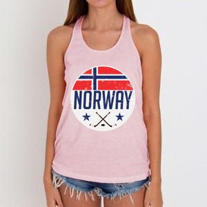 Norway Ice Hockey Flag Jersey Supporter Nordic Fan Gift Cool Gift Women's Knotted Racerback Tank