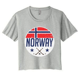 Norway Ice Hockey Flag Jersey Supporter Nordic Fan Gift Cool Gift Women's Crop Top Tee