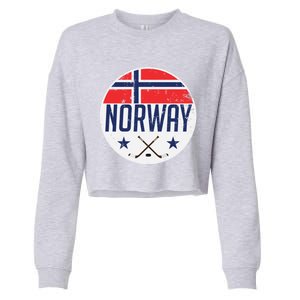 Norway Ice Hockey Flag Jersey Supporter Nordic Fan Gift Cool Gift Cropped Pullover Crew