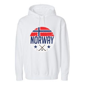 Norway Ice Hockey Flag Jersey Supporter Nordic Fan Gift Cool Gift Garment-Dyed Fleece Hoodie