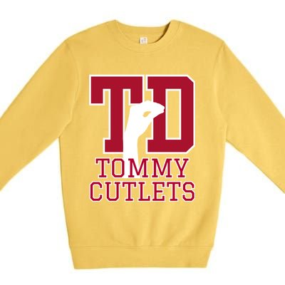 Ny Italian Hand Gesture Tommy Cutlets Football Quarterback Premium Crewneck Sweatshirt