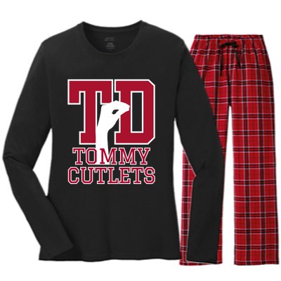 Ny Italian Hand Gesture Tommy Cutlets Football Quarterback Women's Long Sleeve Flannel Pajama Set 