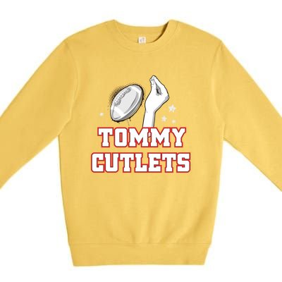 Ny Italian Hand Gesture Tommy Cutlets Football Quarterback Premium Crewneck Sweatshirt