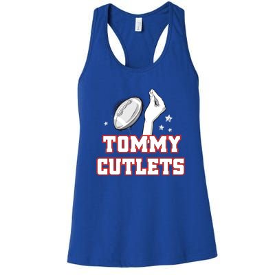 Ny Italian Hand Gesture Tommy Cutlets Football Quarterback Women's Racerback Tank