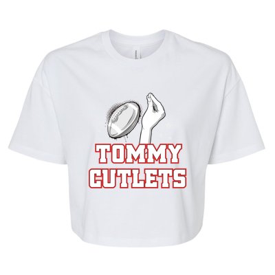 Ny Italian Hand Gesture Tommy Cutlets Football Quarterback Bella+Canvas Jersey Crop Tee