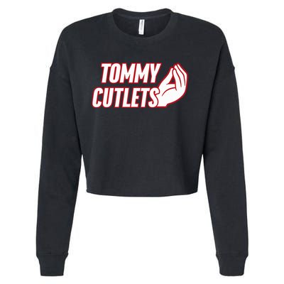 NY Italian Hand Gesture Tommy Cutlets Football Quarterback  Cropped Pullover Crew