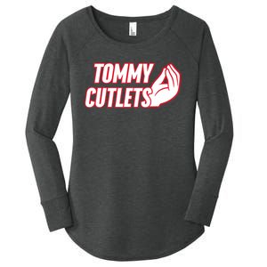 Ny Italian Hand Gesture Tommy Cutlets Football Quarterback Women's Perfect Tri Tunic Long Sleeve Shirt