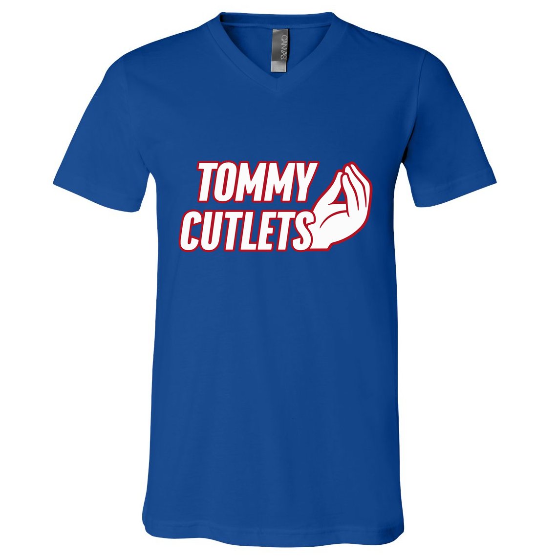 Ny Italian Hand Gesture Tommy Cutlets Football Quarterback V-Neck T-Shirt