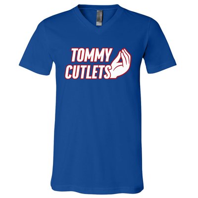 Ny Italian Hand Gesture Tommy Cutlets Football Quarterback V-Neck T-Shirt