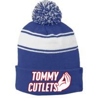 Ny Italian Hand Gesture Tommy Cutlets Football Quarterback Stripe Pom Pom Beanie