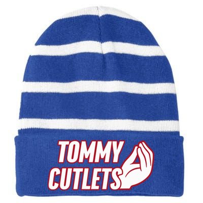 Ny Italian Hand Gesture Tommy Cutlets Football Quarterback Striped Beanie with Solid Band