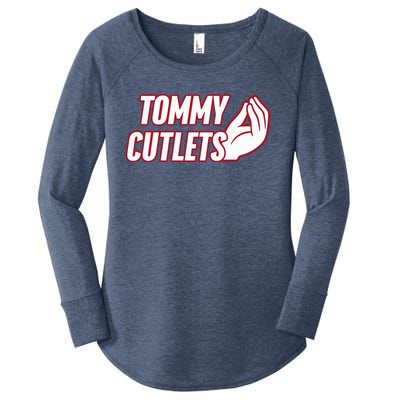 Ny Italian Hand Gesture Tommy Cutlets Football Quarterback Women's Perfect Tri Tunic Long Sleeve Shirt