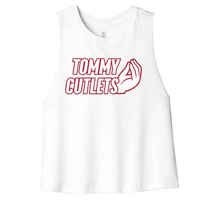 Ny Italian Hand Gesture Tommy Cutlets Football Quarterback Women's Racerback Cropped Tank