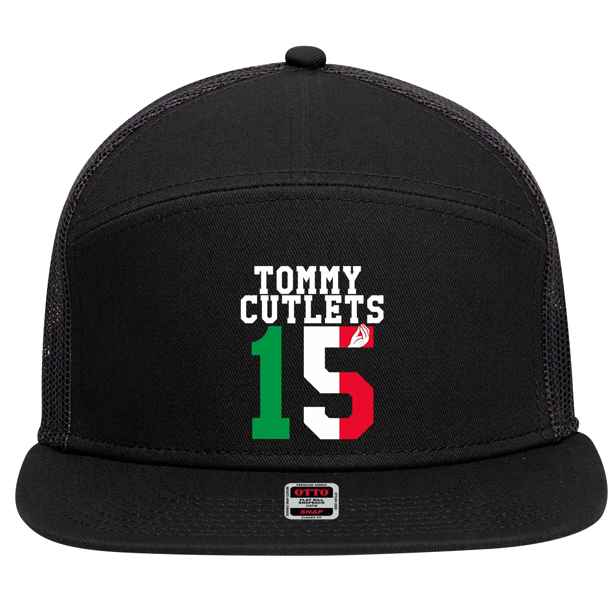 Ny Italian Hand Gesture Tommy Cutlets Football 7 Panel Mesh Trucker Snapback Hat