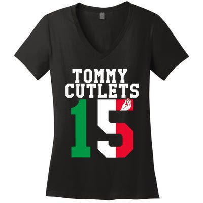Ny Italian Hand Gesture Tommy Cutlets Football Women's V-Neck T-Shirt
