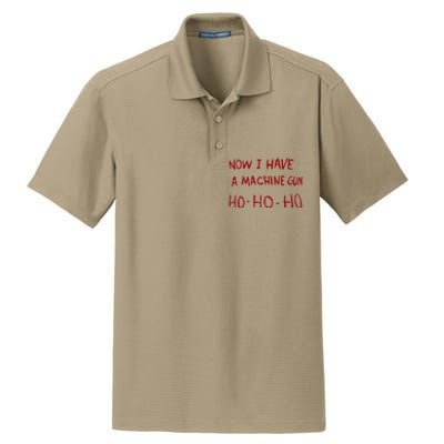 Now I Have A Machine Gun Ho Ho Ho Gift Dry Zone Grid Polo