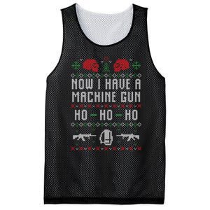 Now I Have A Machine Gun Ugly Christmas Mesh Reversible Basketball Jersey Tank