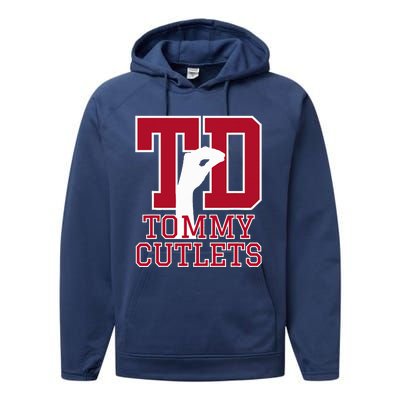 NY Italian Hand Gesture Tommy Cutlets Football Quarterback  Performance Fleece Hoodie