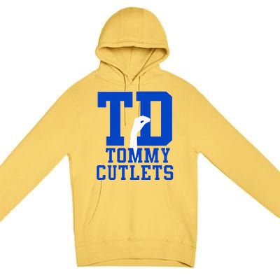 NY Italian Hand Gesture Tommy Cutlets Football Quarterback Premium Pullover Hoodie